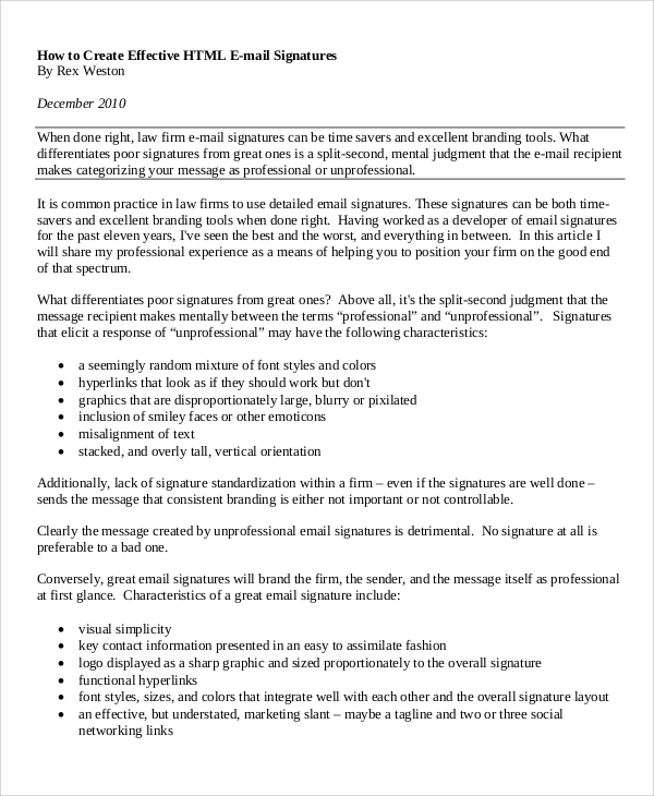 FREE 11+ Sample Email Signature in PDF MS Word PSD