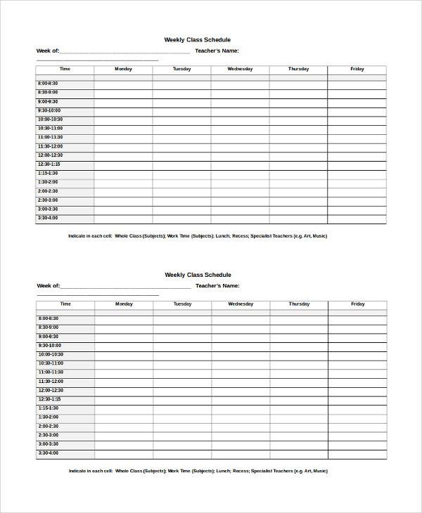 Class Schedule Template 36+ Free Word, Excel Documents.