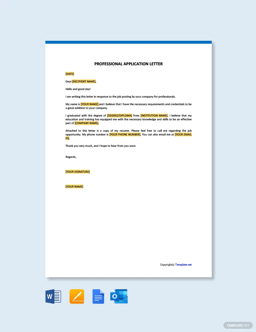 FREE 34+ Sample Application Letter Templates in PDF MS Word