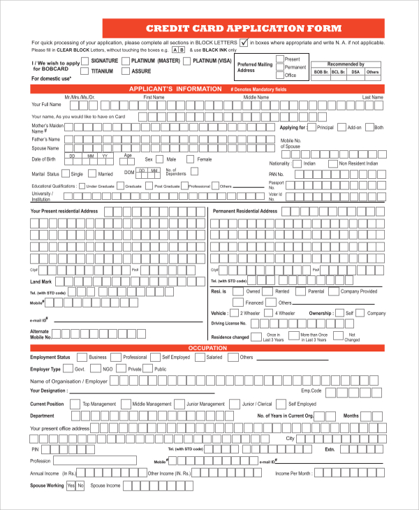 FREE 8+ Sample Credit Application Forms in MS Word PDF