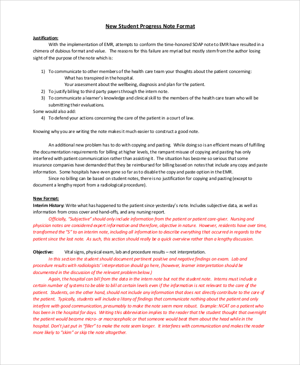 FREE 7+ Sample Progress Note Templates in PDF MS Word