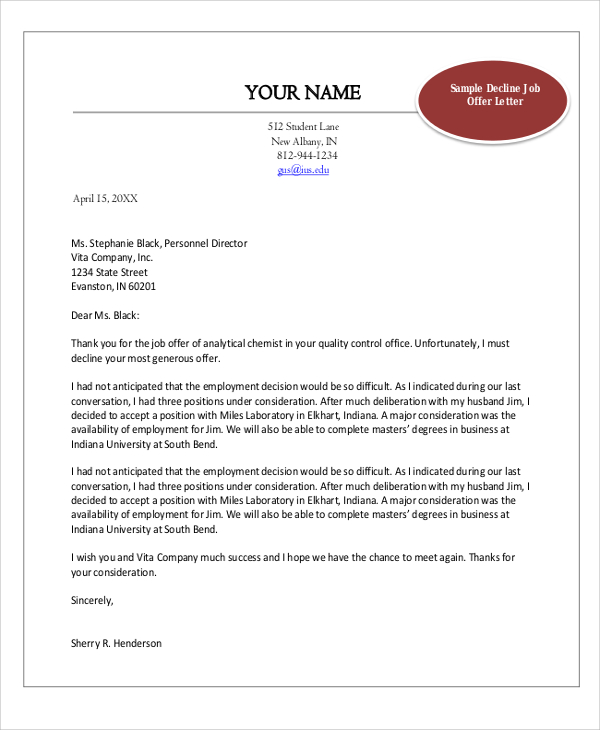 FREE 7+ Sample Job Offer Letter Templates in MS Word PDF