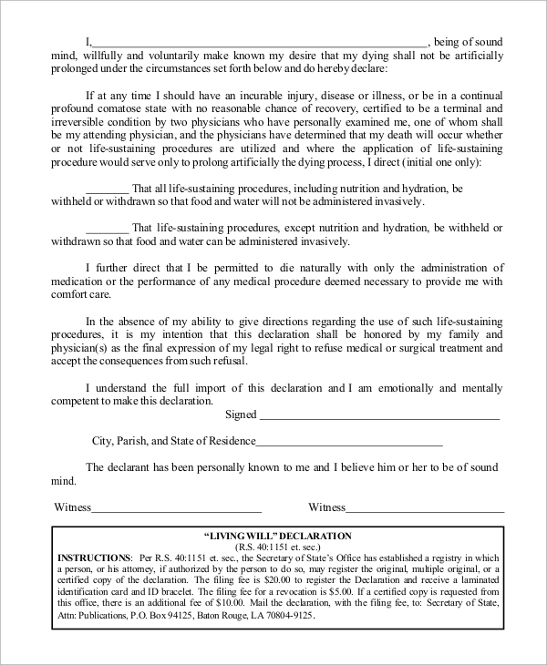 FREE 9+ Sample Will Forms in MS Word PDF