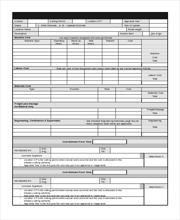 FREE 9+ Sample Estimate Forms in PDF MS Word