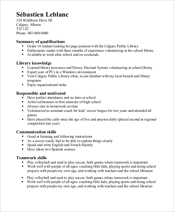 FREE 8+ High School Resume Samples in MS Word PDF