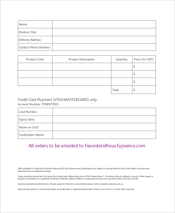 FREE 11+ Sample Purchase Order Forms in MS Word PDF