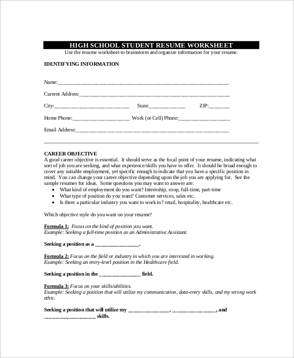 FREE 10+ Sample High School CV Templates in MS Word PDF