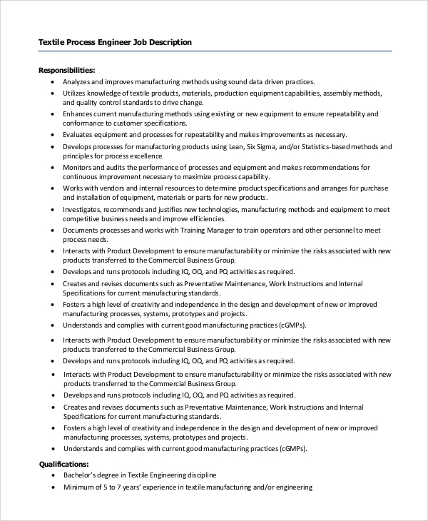 FREE 10+ Sample Process Engineer Job Description Templates in PDF