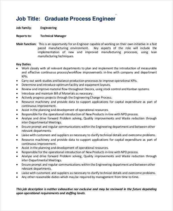 FREE 10+ Sample Process Engineer Job Description Templates in PDF