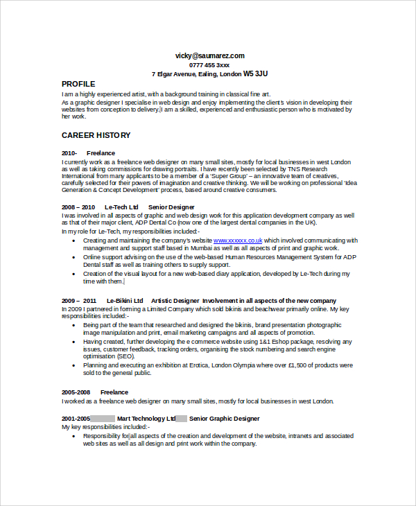 FREE 17+ Sample Graphic Designer Resume Templates in MS