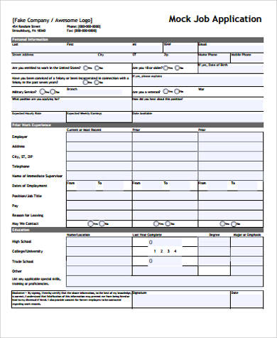 FREE 8+ Sample Printable Job Application Templates in MS Word | PDF
