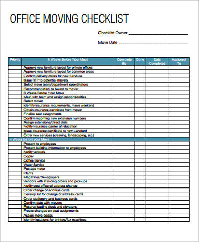 FREE 10+ Printable Moving Checklist Samples in MS Word | PDF