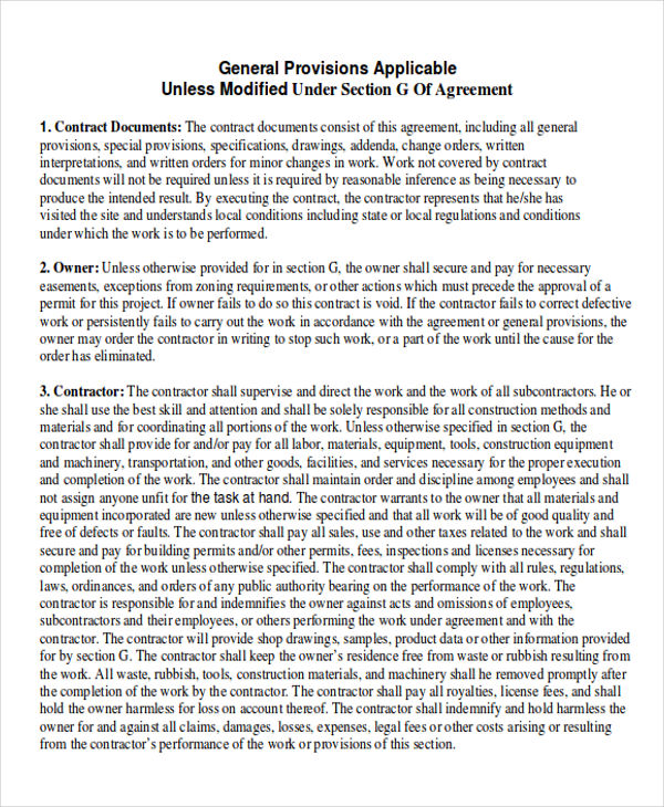 FREE 11+ Contractor Agreement Samples in MS Word PDF Excel