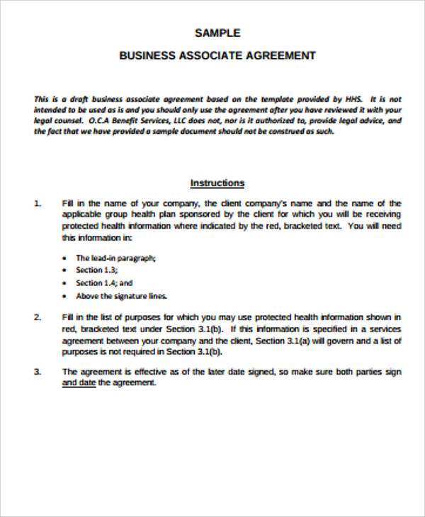 FREE 10+ Sample Business Associate Agreement Templates in PDF MS Word