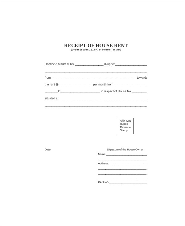 FREE 9+ Sample Rent Receipt Templates in MS Word PDF