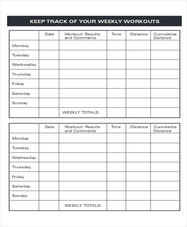 FREE 6+ Sample Workout Tracking Sheet Templates in MS Word PDF
