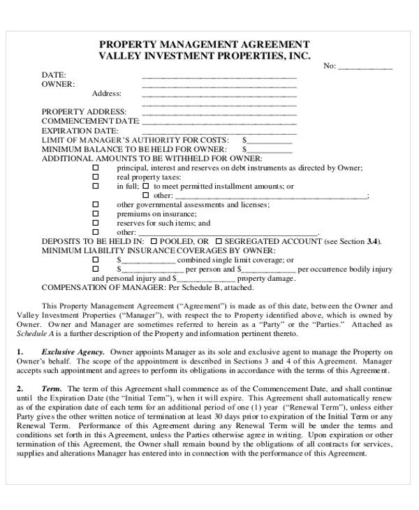 FREE 8+ Sample Commercial Property Management Agreement Templates in
