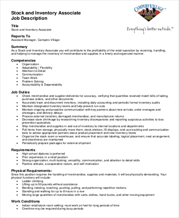 Warehouse inventory manager job description casexoler