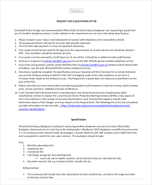 FREE 14+ Quotation Letter Samples in PDF MS Word Pages Google Docs