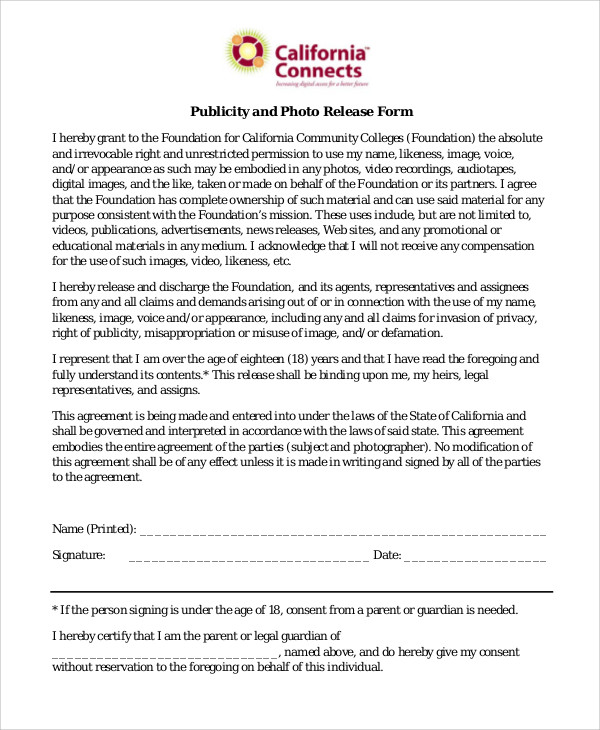 FREE 8+ Sample Publicity Release Forms in MS Word PDF