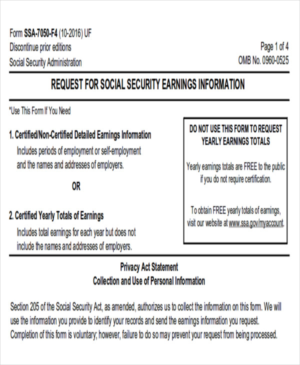 FREE 9+ Sample Social Security Request Forms in MS Word PDF