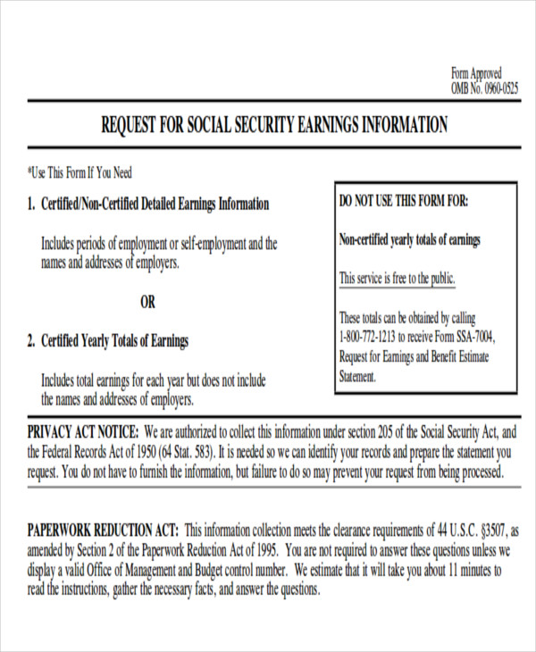 FREE 9+ Sample Social Security Request Forms in MS Word PDF