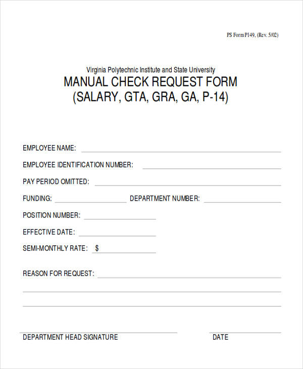 FREE 7+ Sample Cheque Request Forms in MS Word PDF