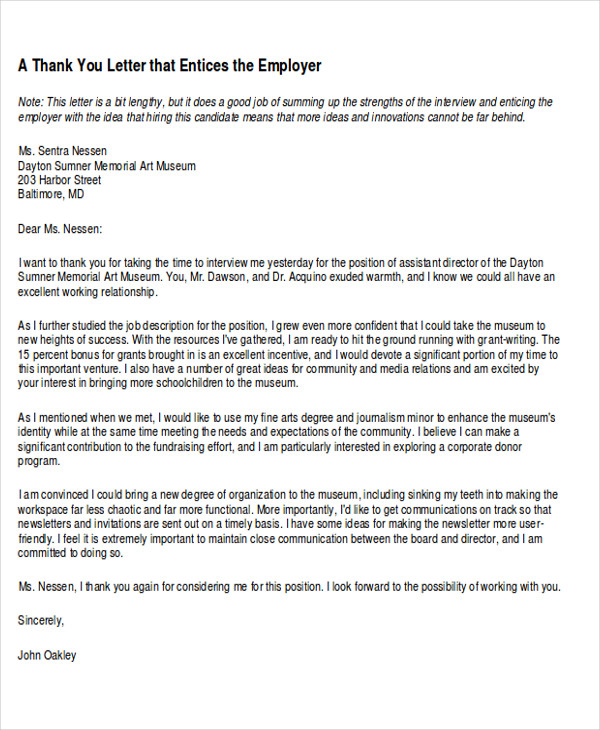 FREE 7+ Sample Work ThankYou Note Templates in MS Word PDF