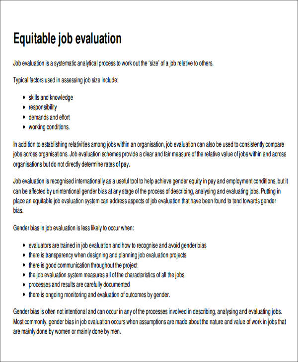 FREE 8+ Sample Job Evaluation Reports in MS Word PDF