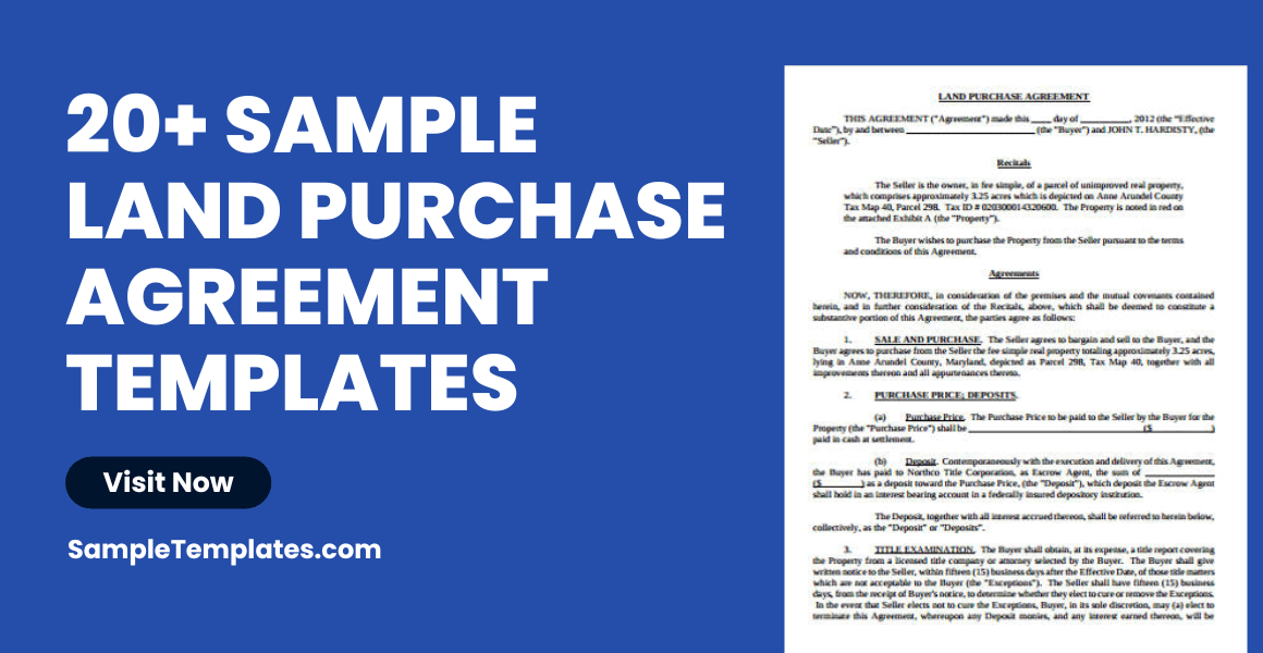 FREE 20+ Land Purchase Agreement Samples in PDF MS Word Google Docs