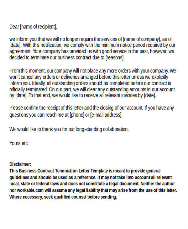 FREE 29+ Termination Letter Templates in PDF MS Word