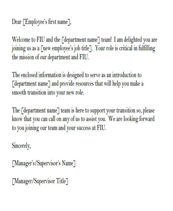 Letter of introduction new manager