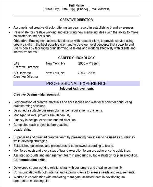 FREE 37+ Executive Resume Designs in MS Word Pages