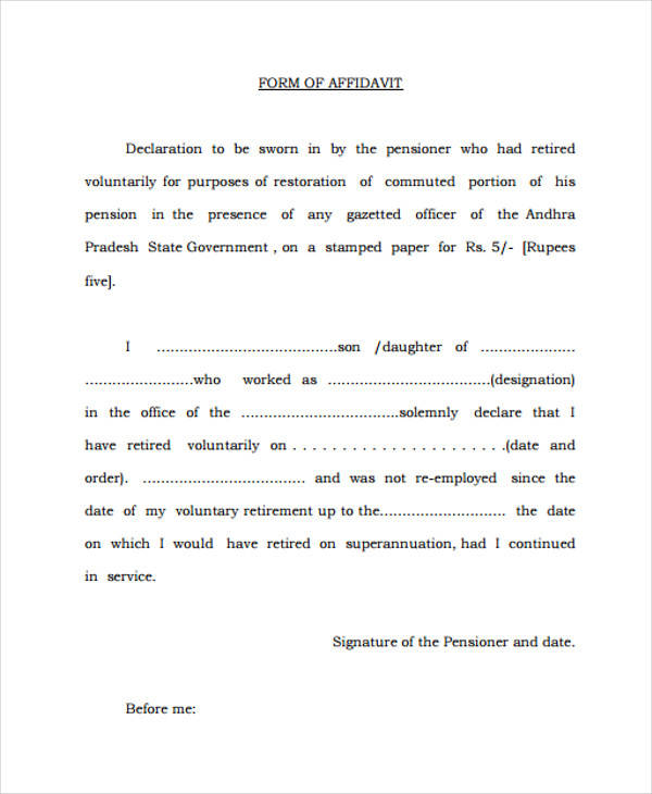 FREE 24+ Sample Affidavit Forms in PDF MS Word