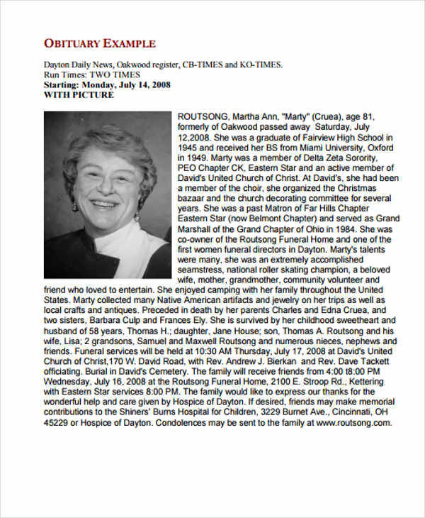 Obituary Template