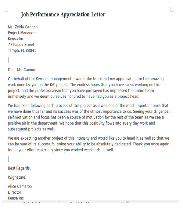 FREE 50+ Appreciation Letter Samples in PDF MS Word Pages Google Docs