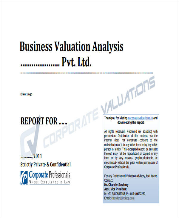 FREE 5+ Sample Business Valuation Reports in PDF