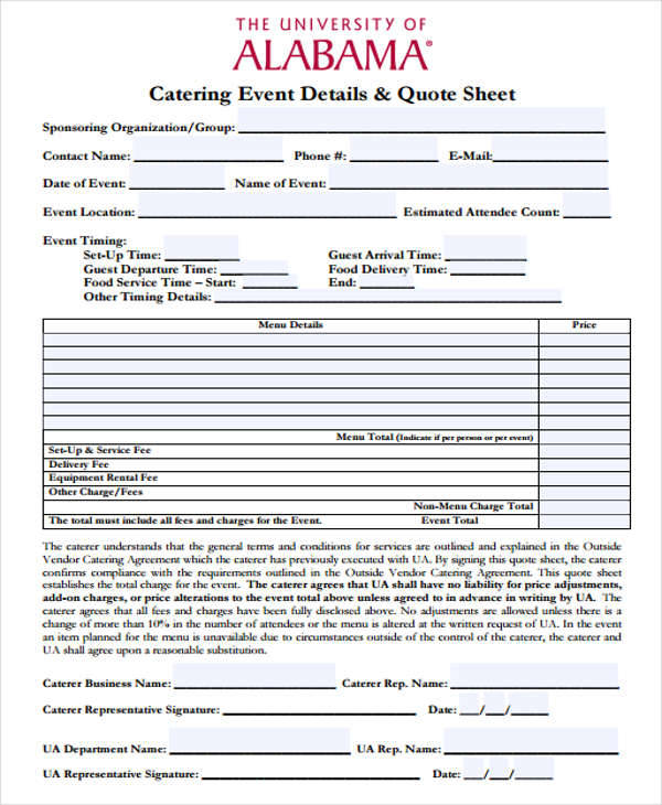 FREE 9+ Catering Quotation Samples & Templates in AI PSD Google