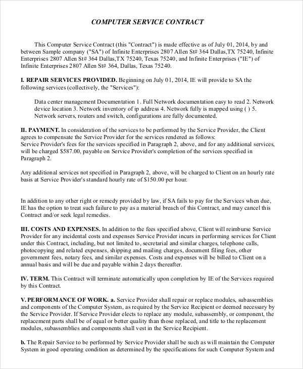 FREE 42+ Contract Templates in PDF MS Word Excel