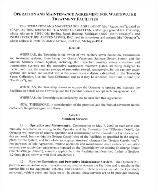 FREE 5+ Printable Operations Contract Samples & Templates in PDF MS Word