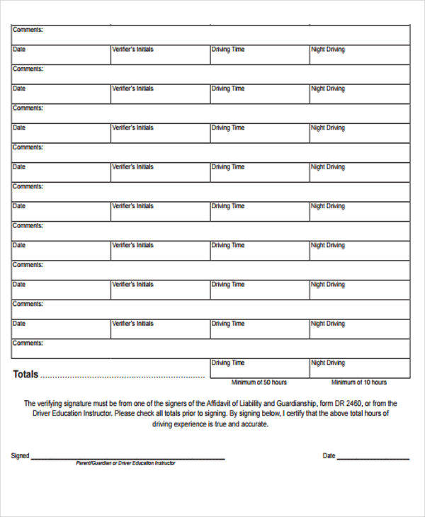Drivers Daily Time Sheet Printable