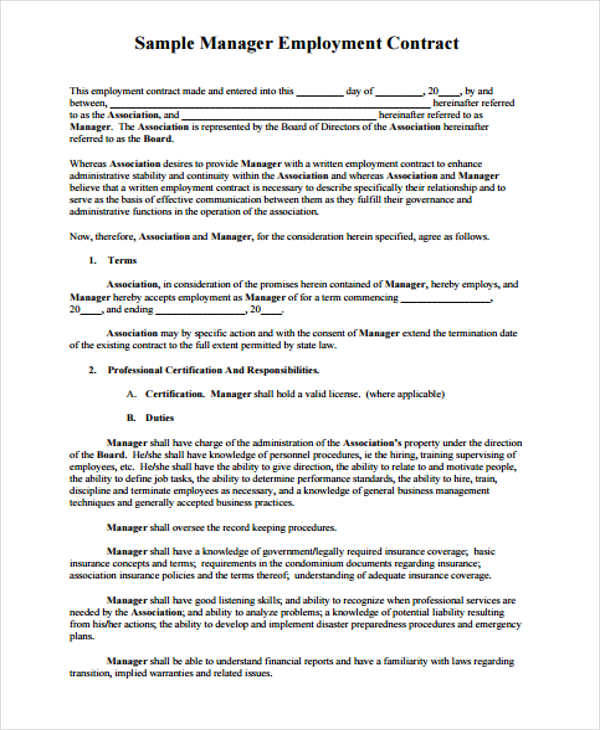 FREE 5+ HR Contract Samples & Templates in PDF MS Word Google Docs