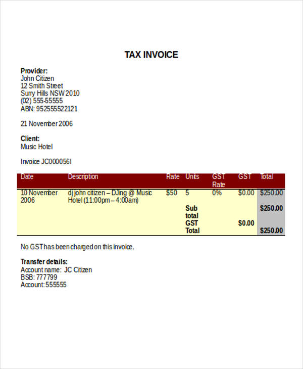 FREE 10+ Hotel Invoice Samples & Templates in PDF Google Docs