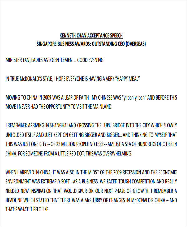 FREE 44+ Speech Samples in PDF MS Word