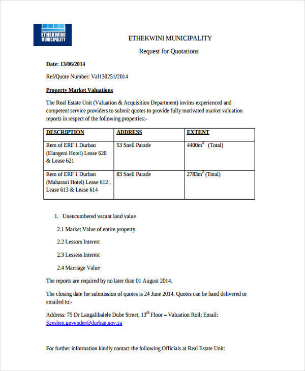 FREE 14+ Real Estate Quotation in MS Word PDF Google Docs Apple Pages