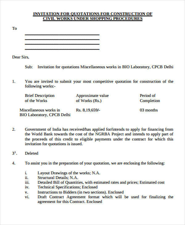 FREE 10+ Construction Quotation Sample Templates in MS