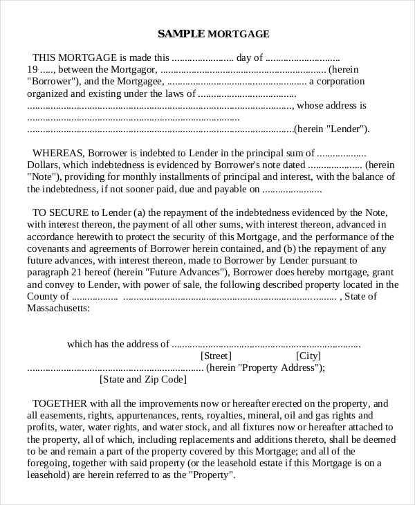 FREE 9+ Mortgage Contract Samples & Templates in PDF MS Word