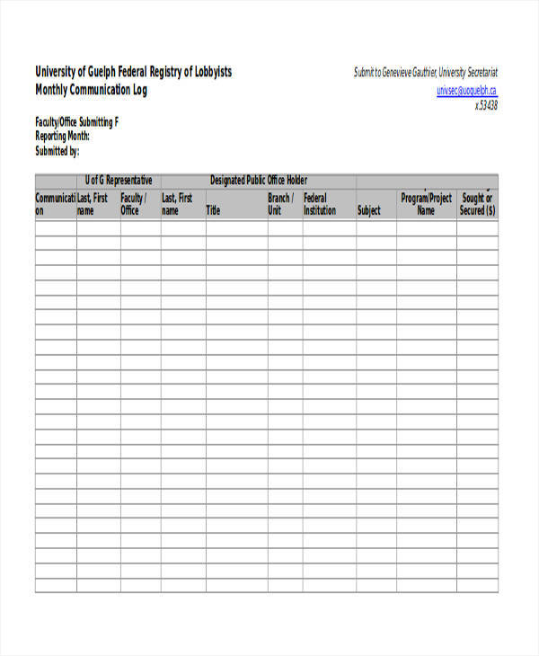 FREE 29+ Log Samples & Templates in Excel