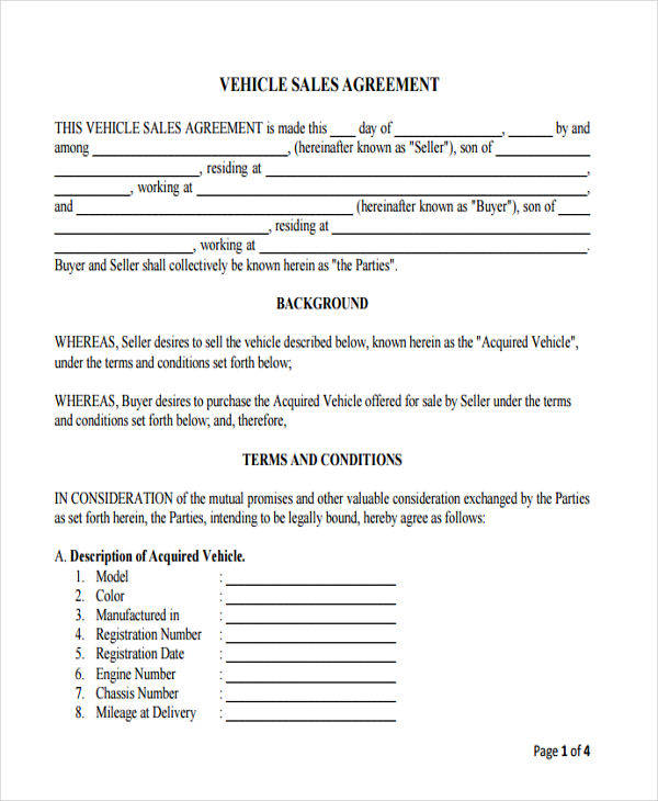 FREE 10+ Vehicle Sales Contract Samples Templates in PDF Google Docs