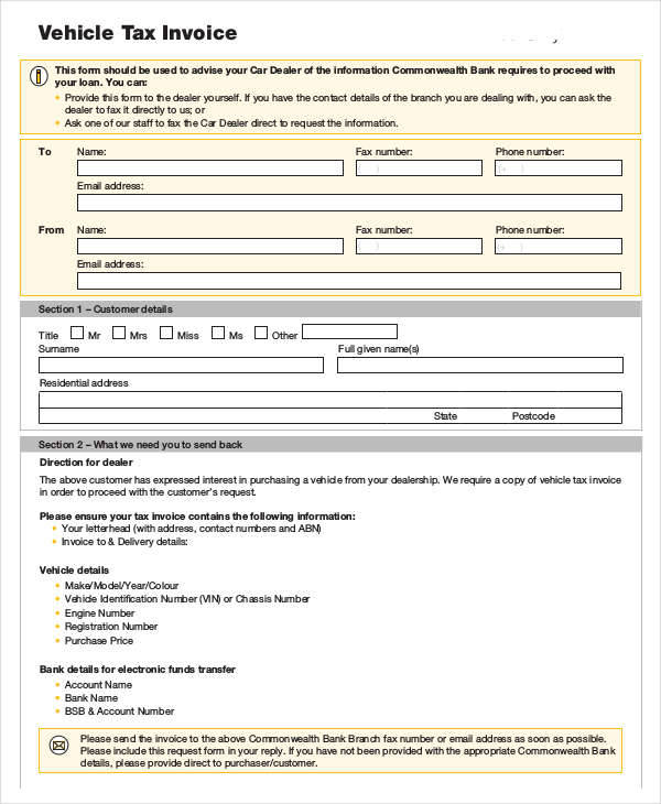FREE 9+ Vehicle Invoice Templates in MS Word PDF